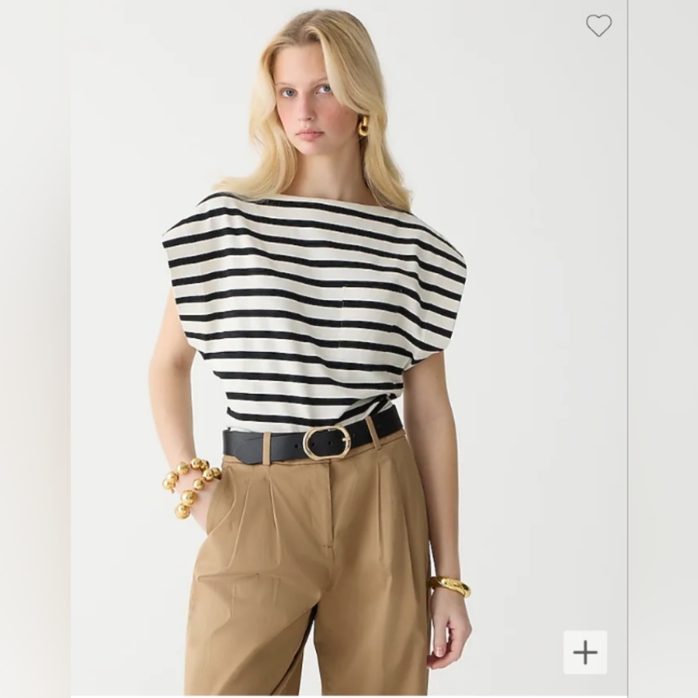 J.Crew Boatnwck Muscle T-Shirt In Stripe 100% Cotton| Women Size: L
